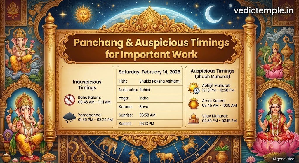 The Vedic Calendar: Tithi, Nakshatra, and Yoga for Saturday, February 14.