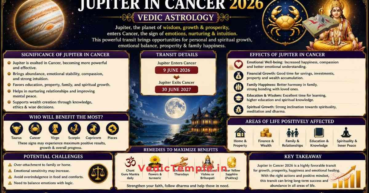 Jupiter in Cancer 2026 Vedic Astrology: Meaning, Effects & Predictions