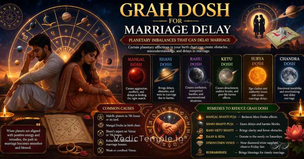 💍 Grah Dosh for Marriage Delay: Causes, Effects & Remedies in Vedic Astrology